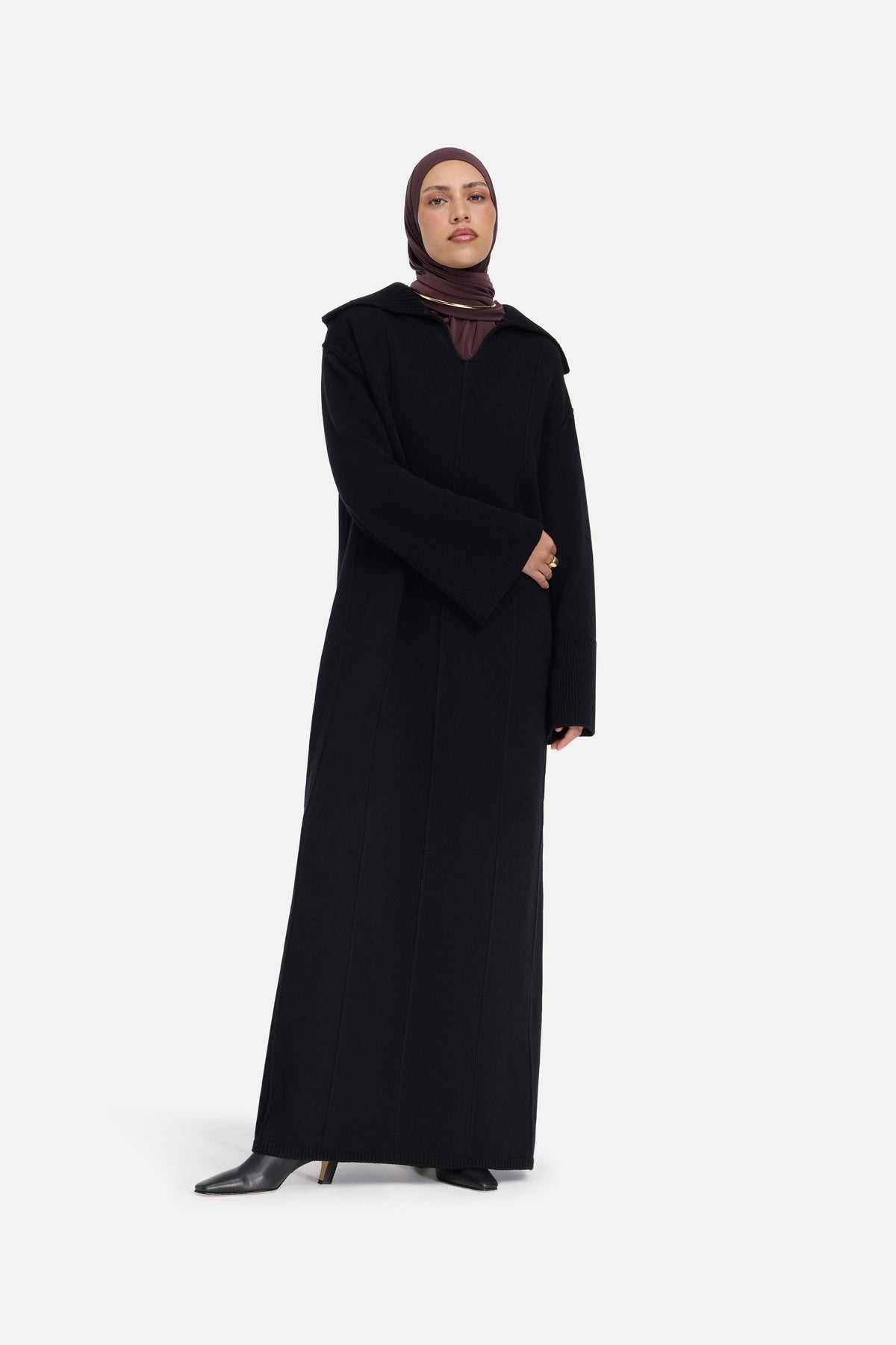 Knitted Collar Robe | Noir
