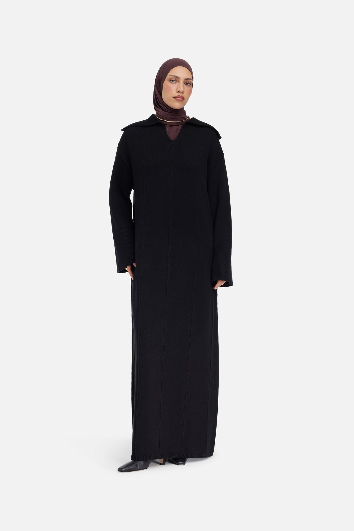 Knitted Collar Robe | Noir