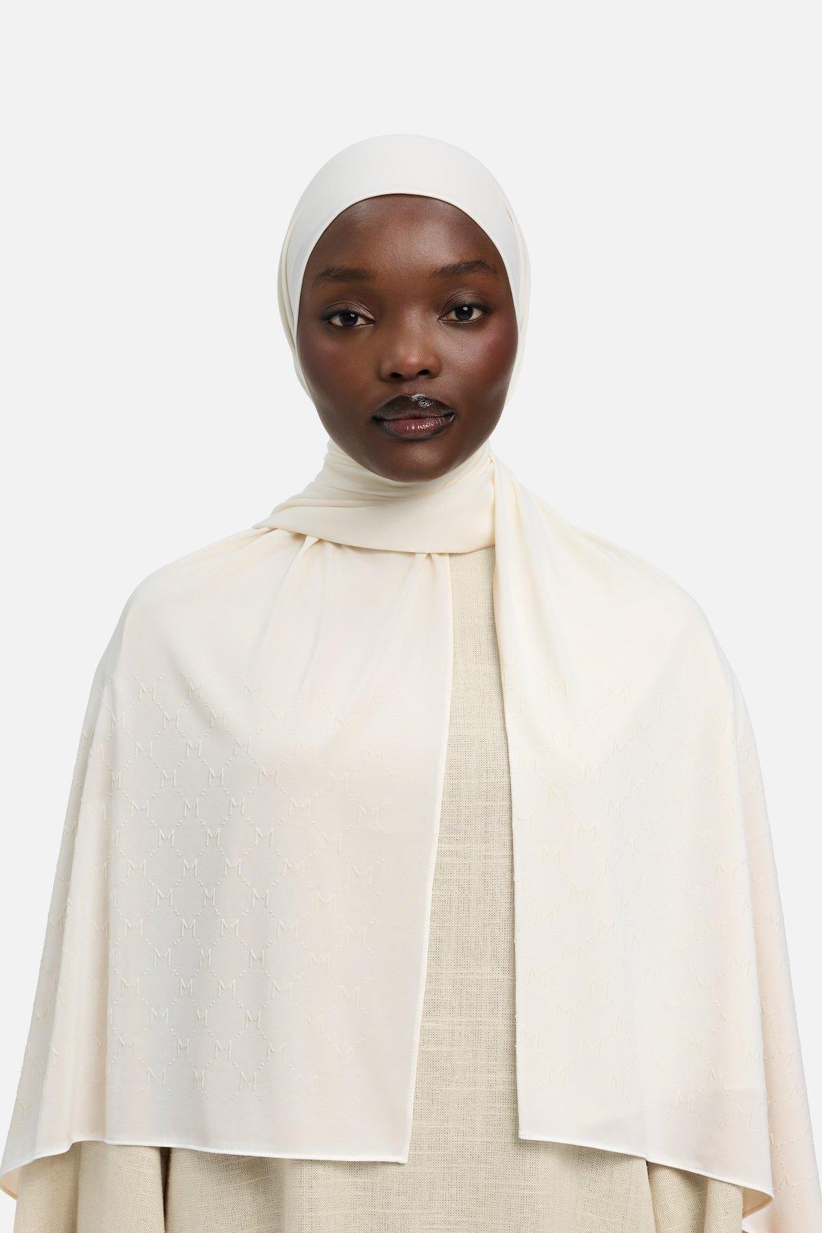 The Monogram Flock Foulard Premium | Blanc cassé