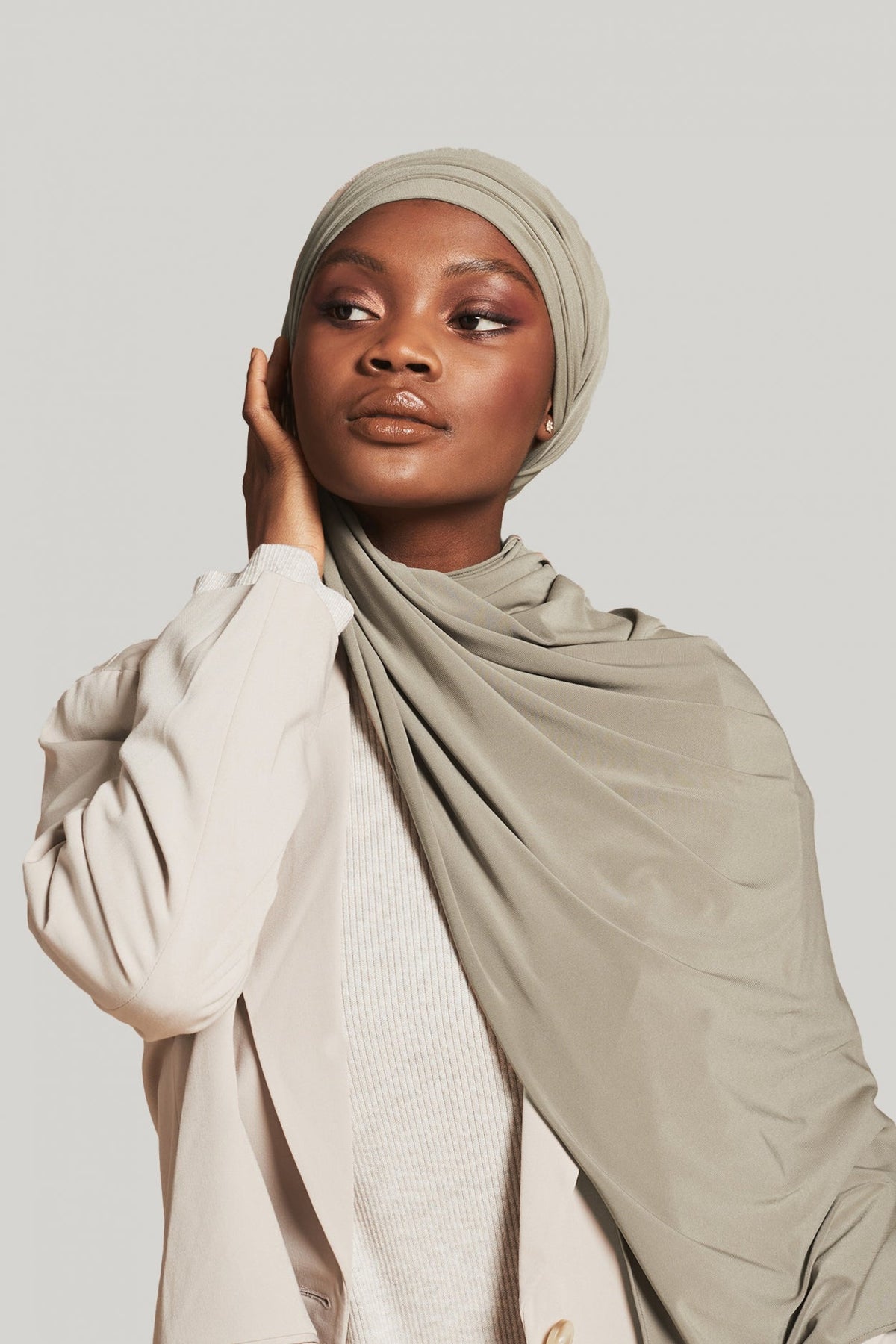 Foulard jersey premium | Vert cendré doux