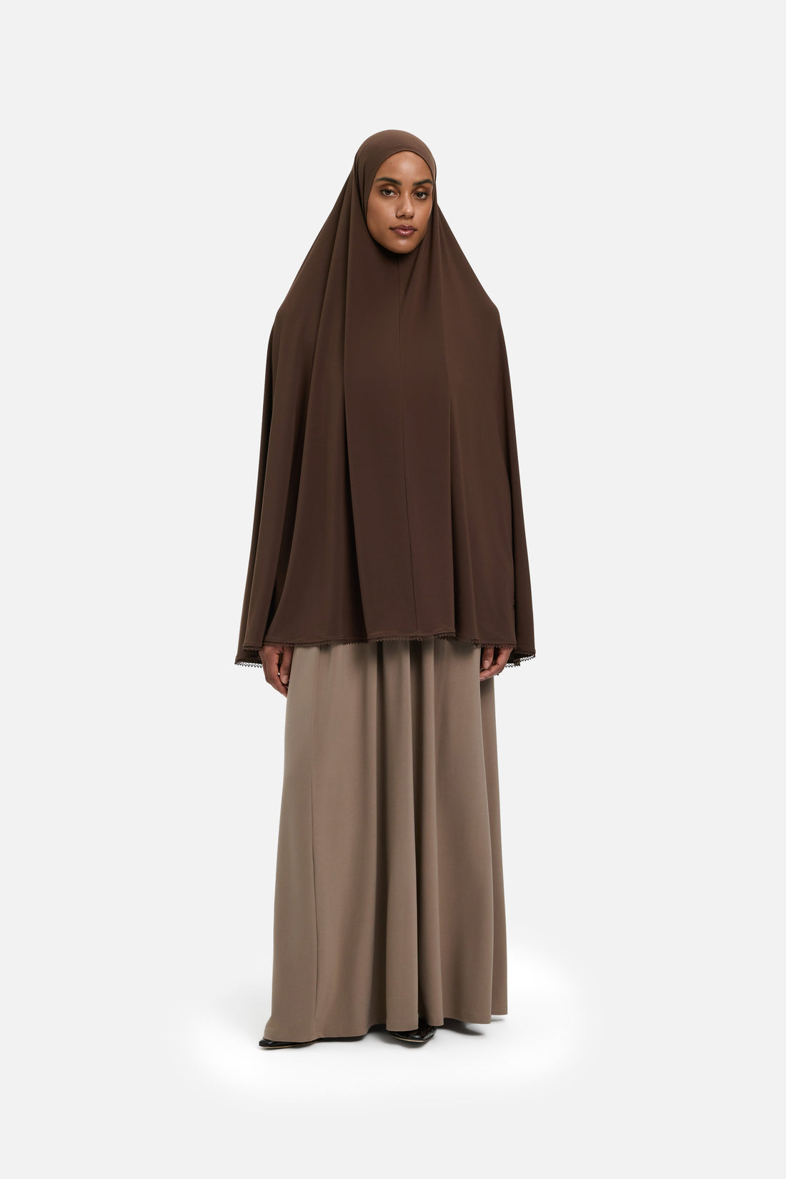 The Picot Edge Khimar | Burnt Mocha