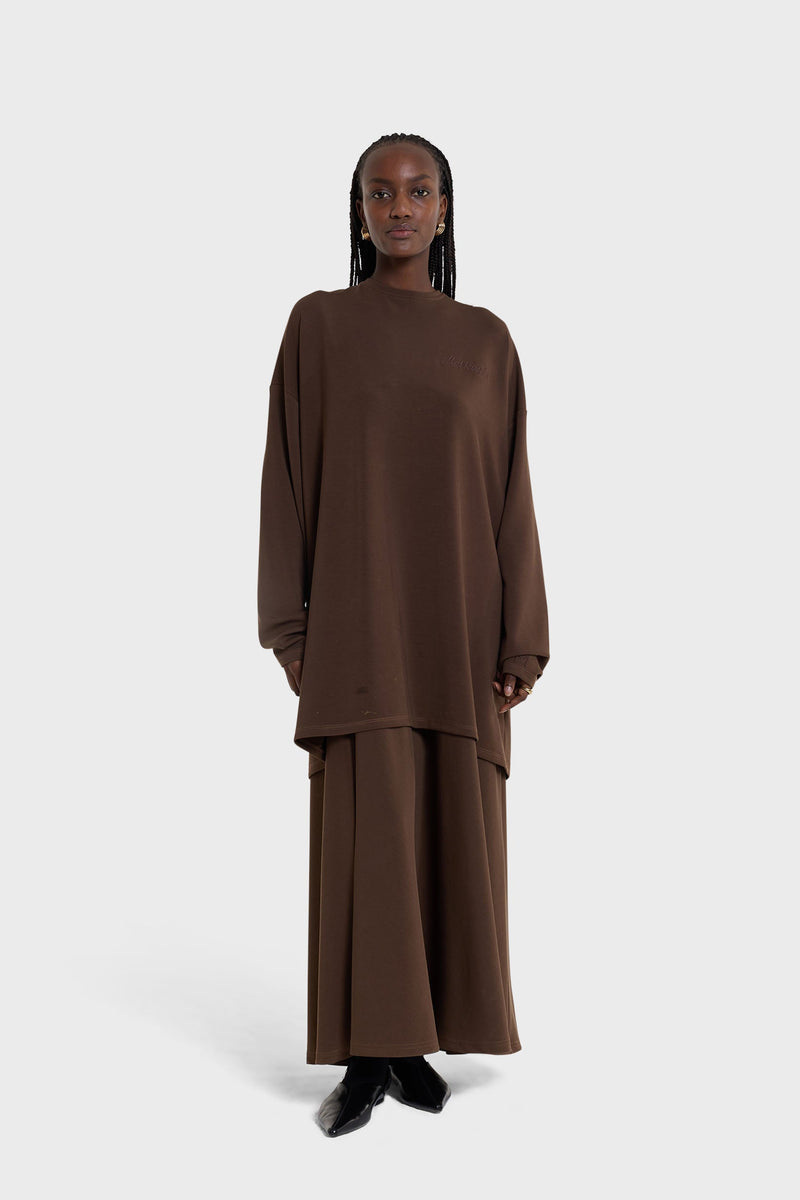Jersey Modal Jupe | Marron profond