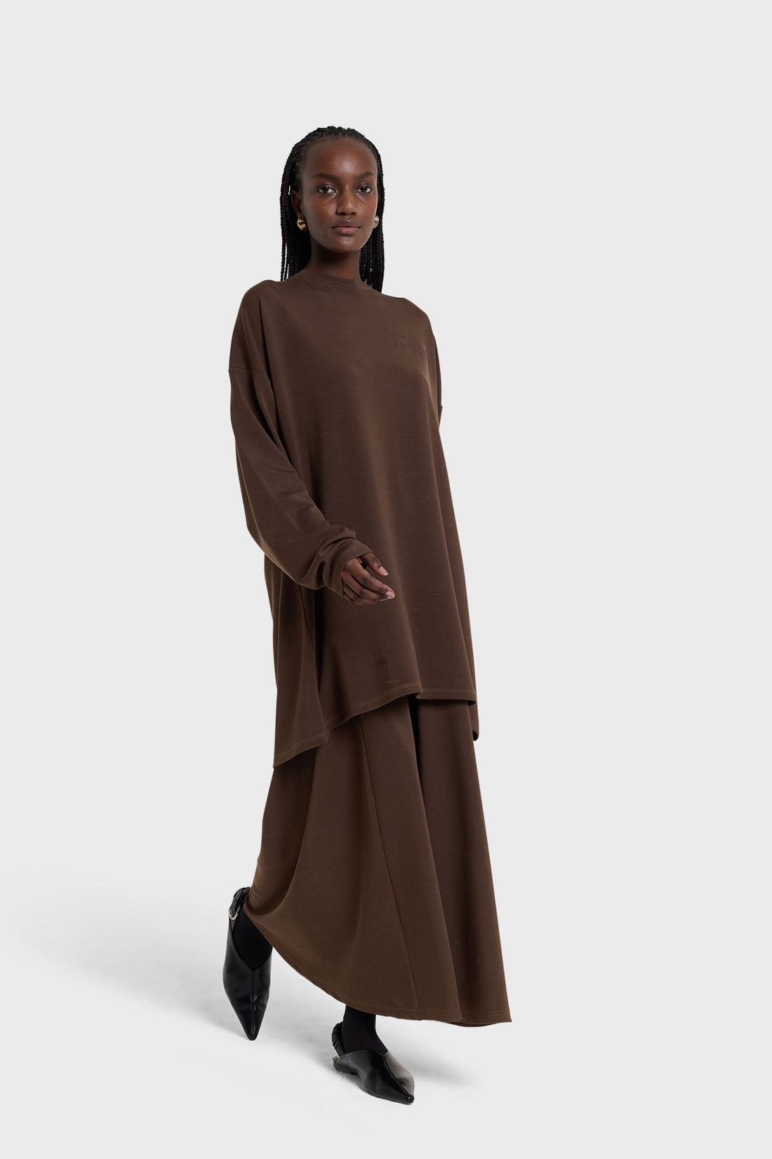 Jersey Modal Jupe | Marron profond