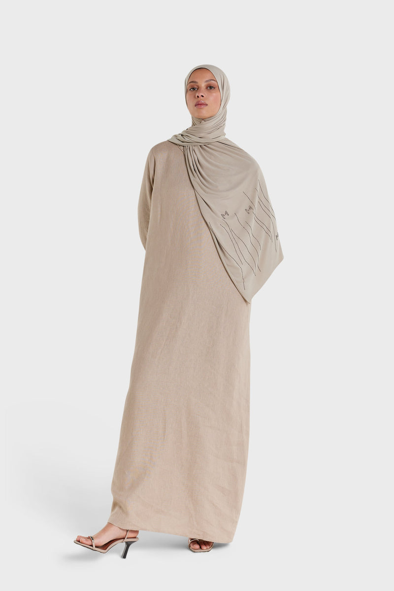 Plain Linen Robe | Kaki clair