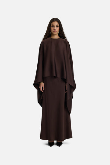 Blouse cape asymétrique | Marron foncé