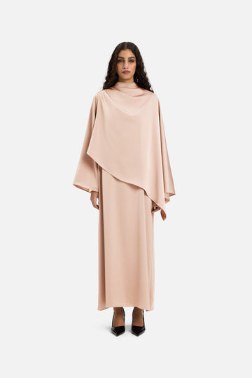 Robe cape asymétrique | Rose foncé