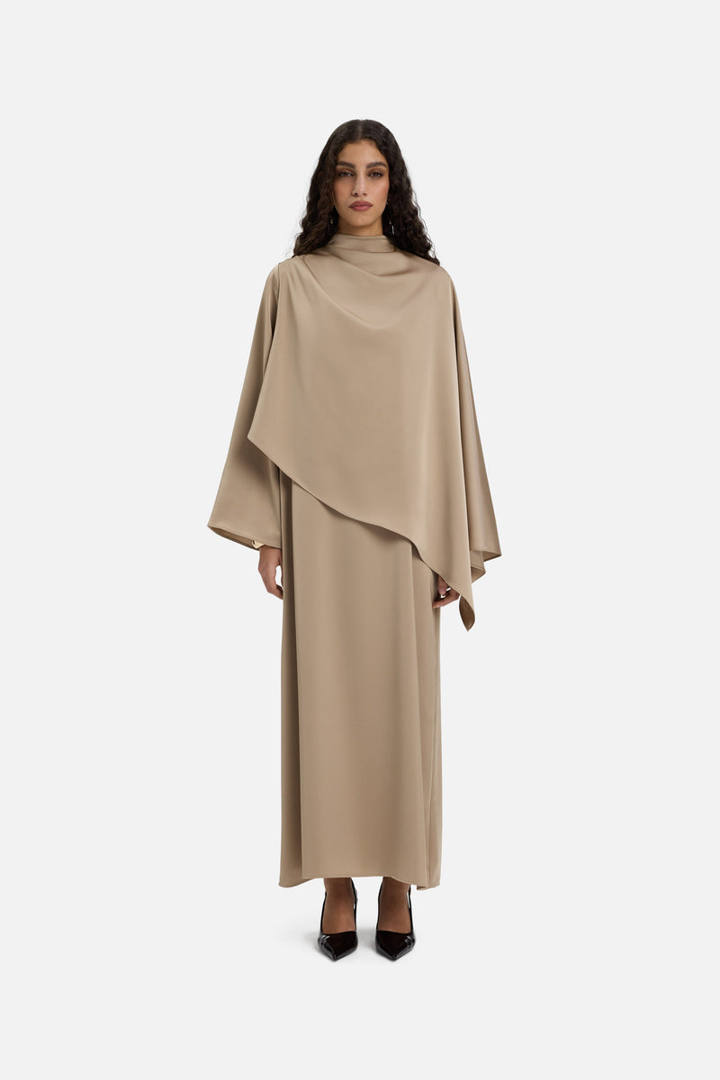 Robe cape asymétrique | Moka