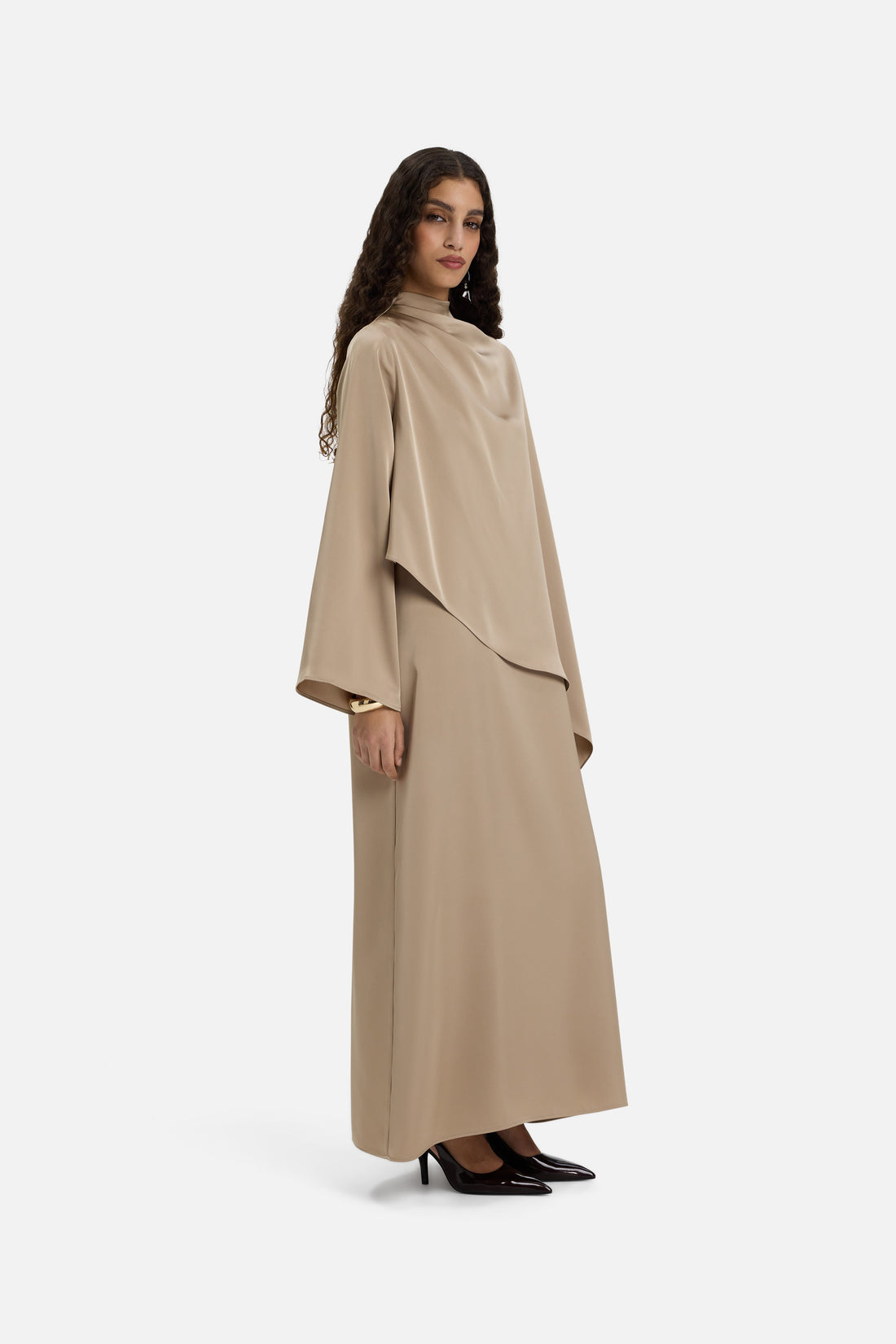 Robe cape asymétrique | Moka