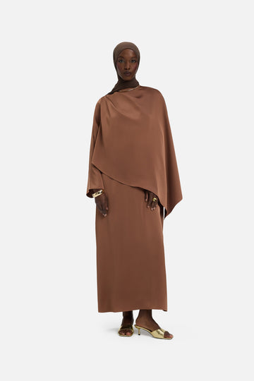 Robe cape asymétrique | Soft Bordeaux