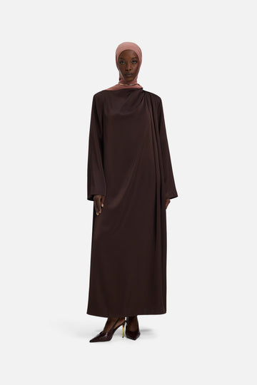 Robe drapée asymétrique regular | Marron foncé