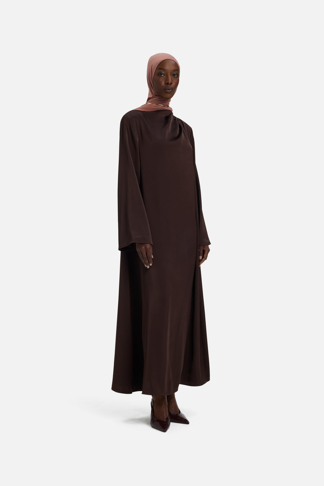 Robe drapée asymétrique regular | Marron foncé