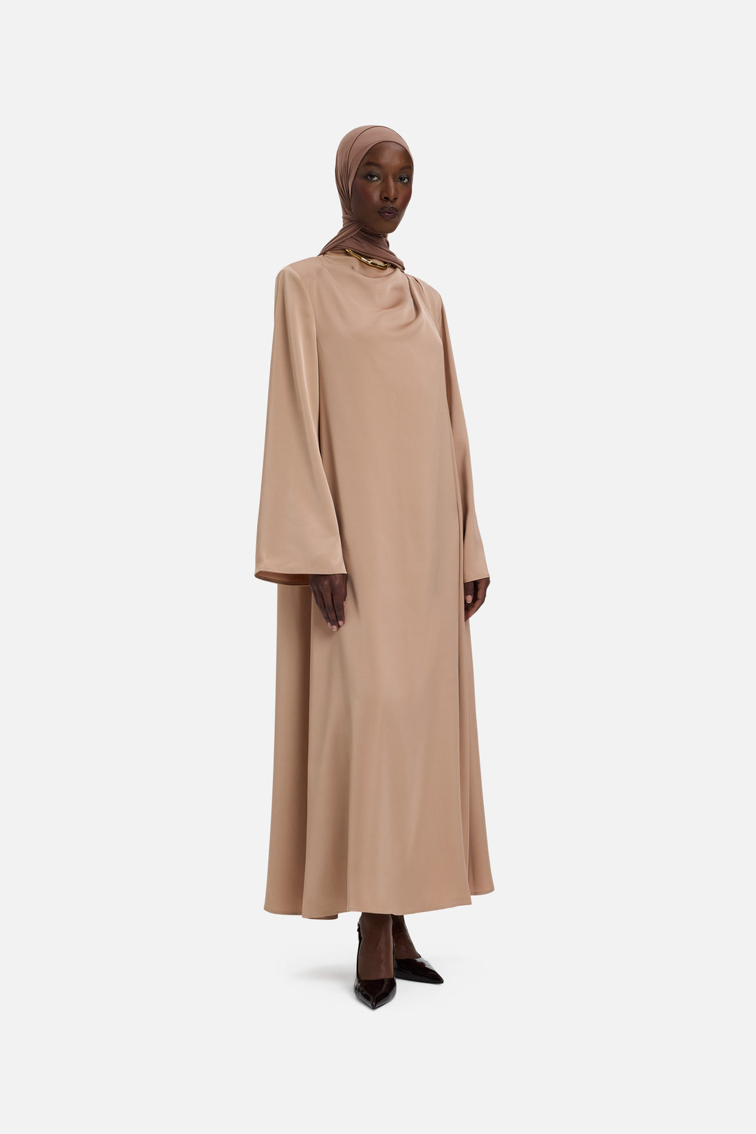 Robe drapée asymétrique Court | Nougat