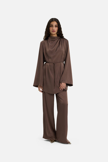 Flowy Palazzo Pantalon | Brun cendré