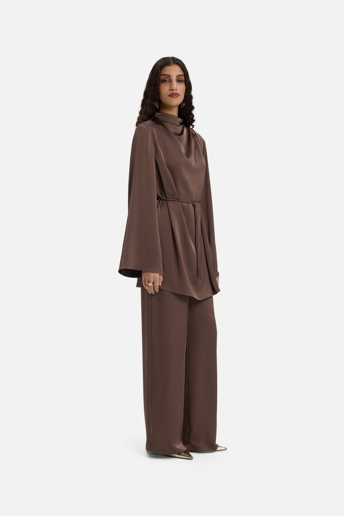 Flowy Palazzo Pantalon | Brun cendré