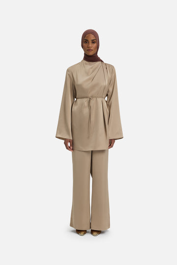 Asymmetric Pleat Blouse | Moka