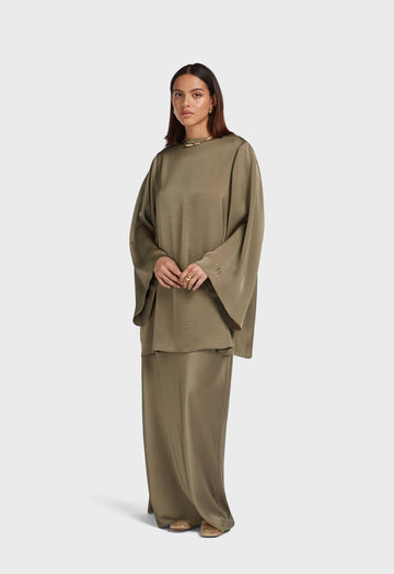 Bias Cut Jupe | Desert Brown
