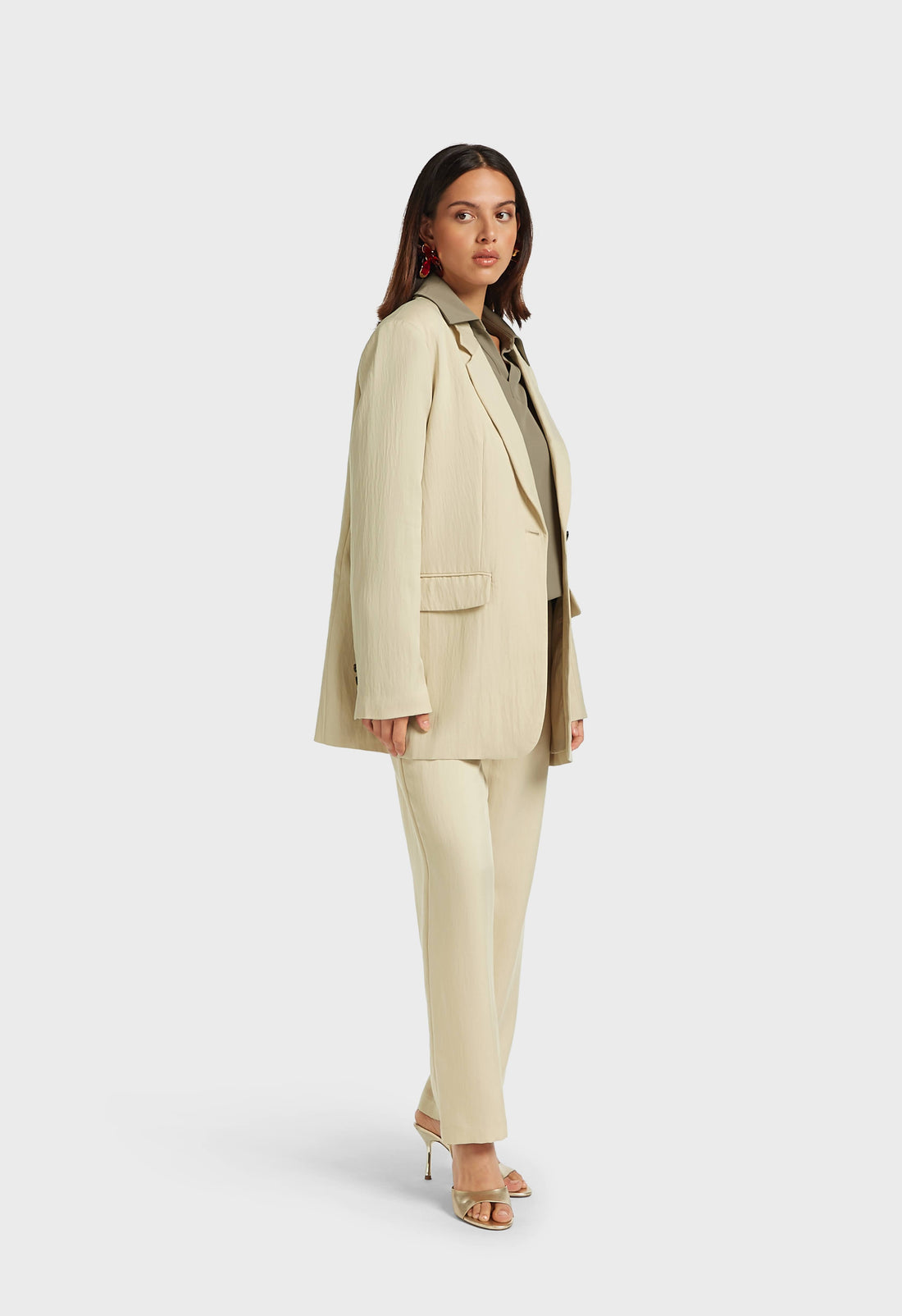 Box Fit Blazer | Riz brun