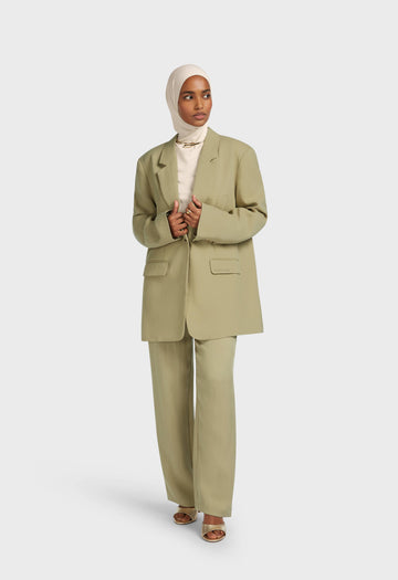 Box Fit Blazer | Grey Green