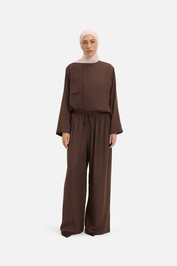 Crossover Collar Blouse | Burnt Mocha