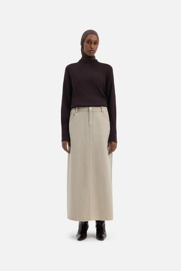 Jupe maxi en denim | Crème amande