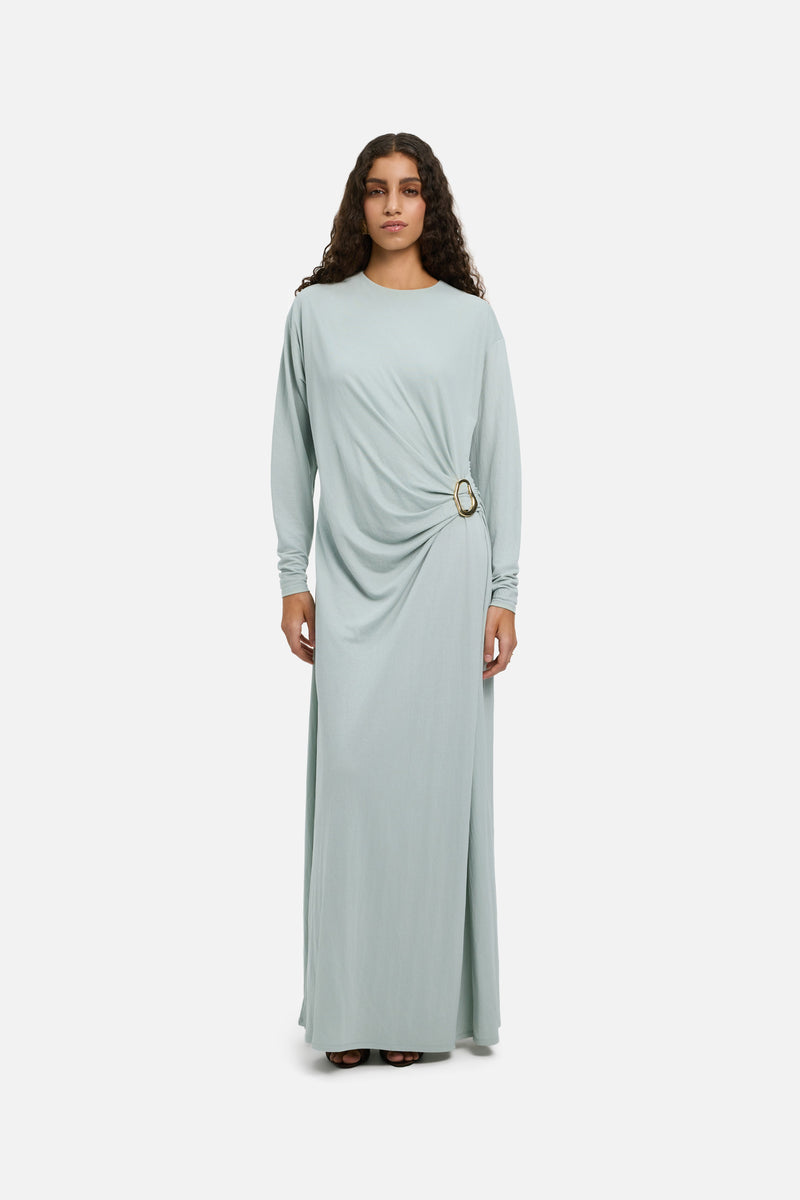 Drape Jersey Robe | Gris aqua