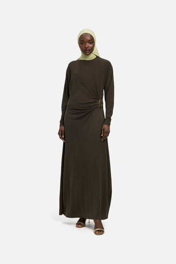 Drape Jersey Robe | Chestnut Brown
