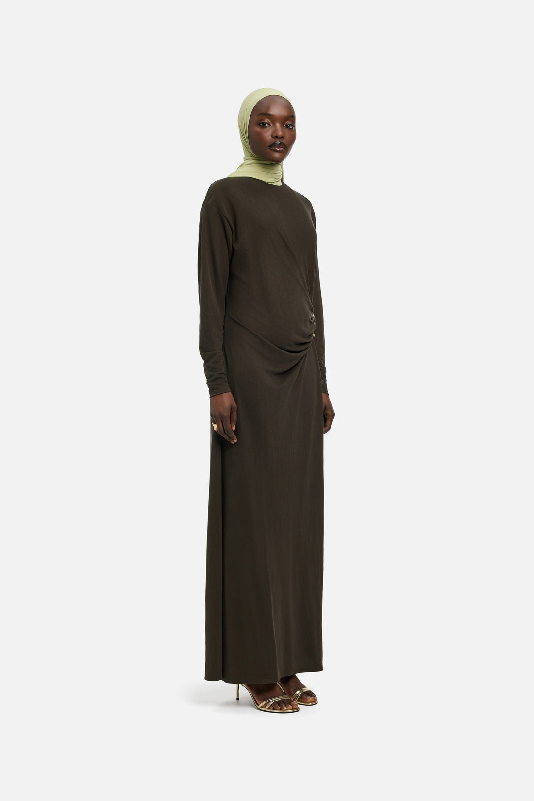 Drape Jersey Robe | Chestnut Brown