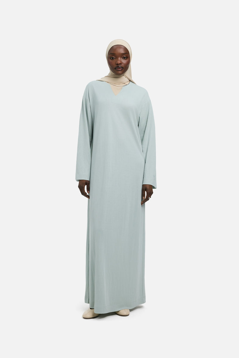 Drape Jersey Kaftan Robe | Gris aqua