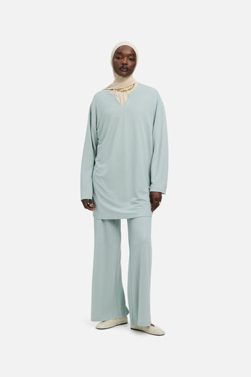 Drape Jersey Pantalon | Aqua Gray