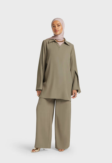 Elasticated Waist Taillored Pantalon | Desert Brown