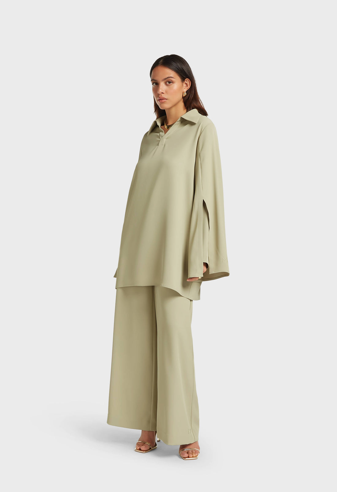 Elasticated Waist Taillored Pantalon | Dry Basil