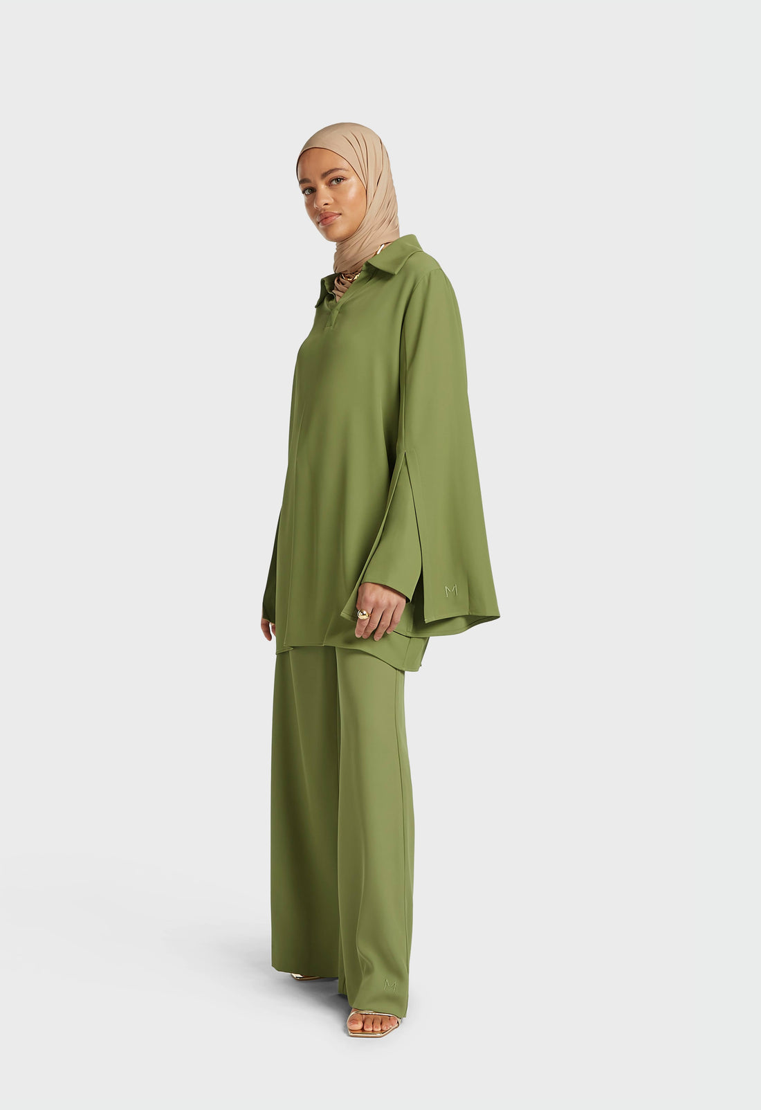 Elasticated Waist Taillored Pantalon | Leaf