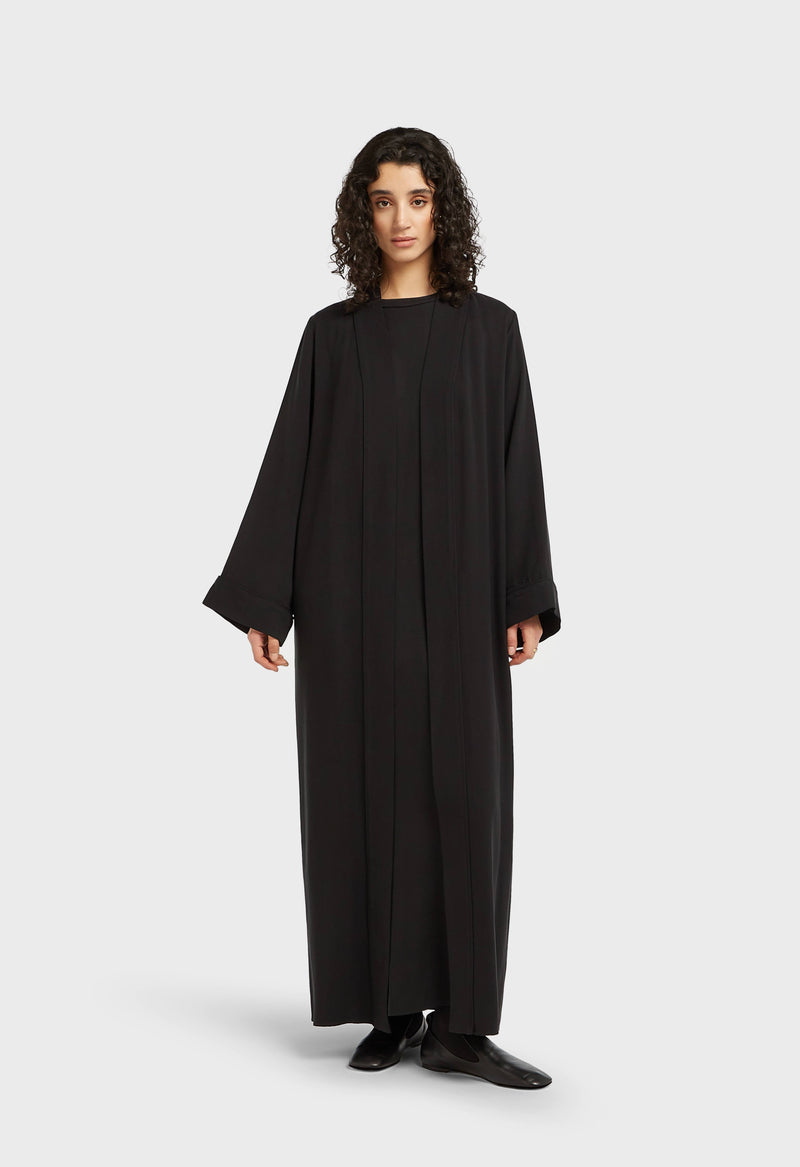 Essential Soft Woven Abaya Court | Noir