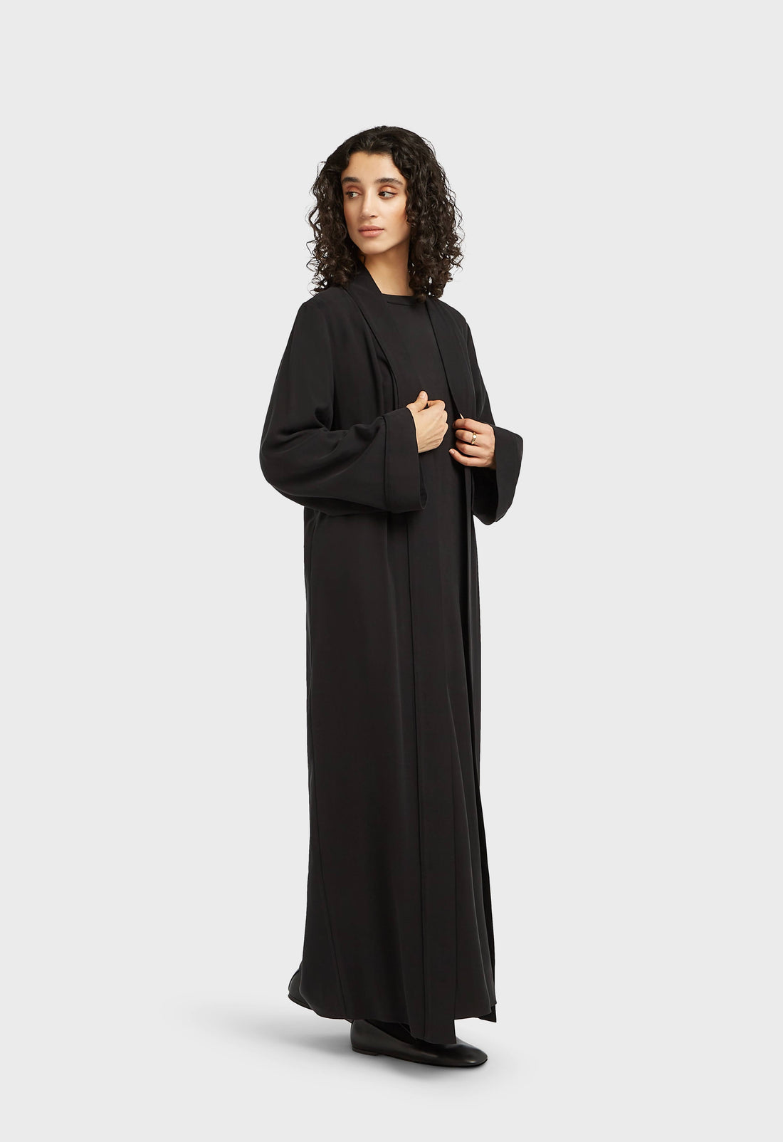 Essential Soft Woven Abaya Regular | Noir