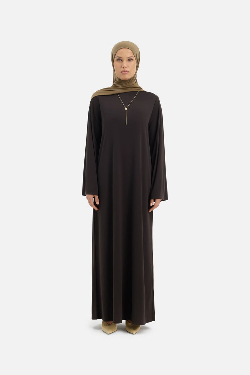 Essential Straight Jersey Robe Court | Truffe foncée