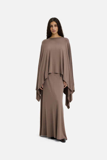 Maxi Flared Jupe | Taupe Rose