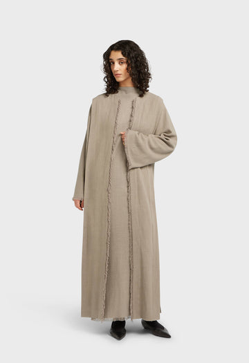 Frayed Hem Abaya | Desert Brown