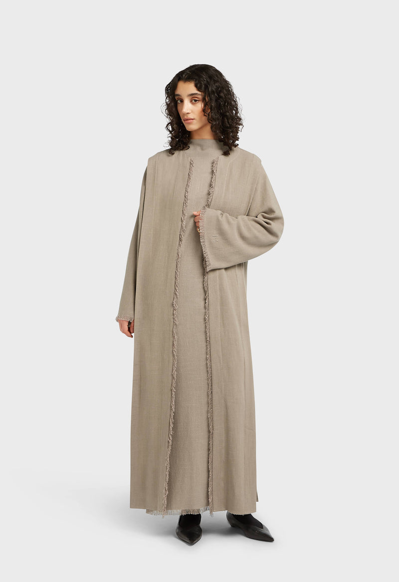 Frayed Hem Abaya | Brun désert