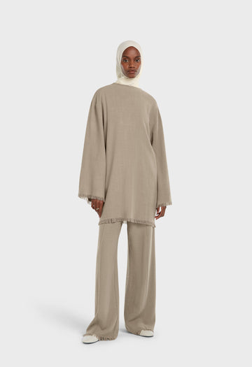 Frayed Hem Pantalon | Desert Brown