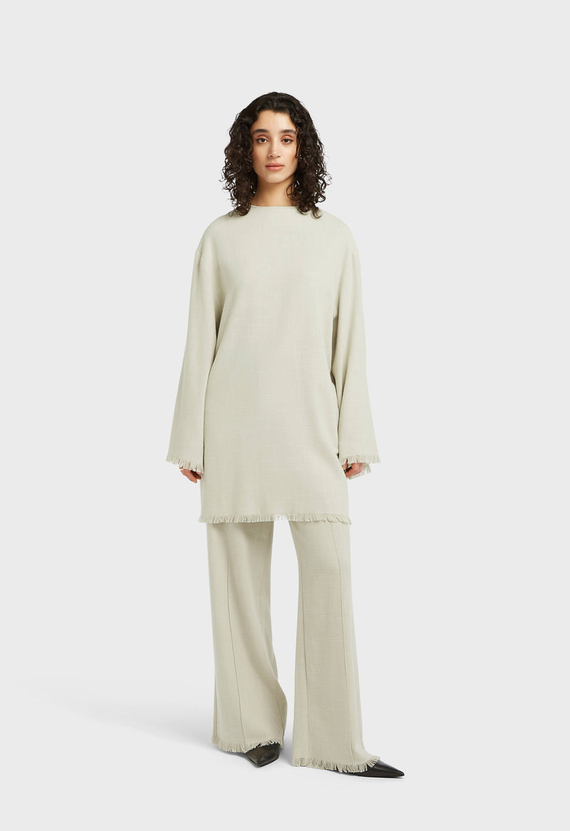 Frayed Hem Pantalon | Orage clair