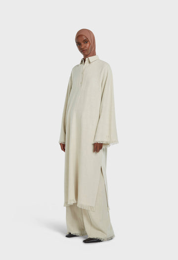 Frayed Hem Chemise Robe | Light Storm