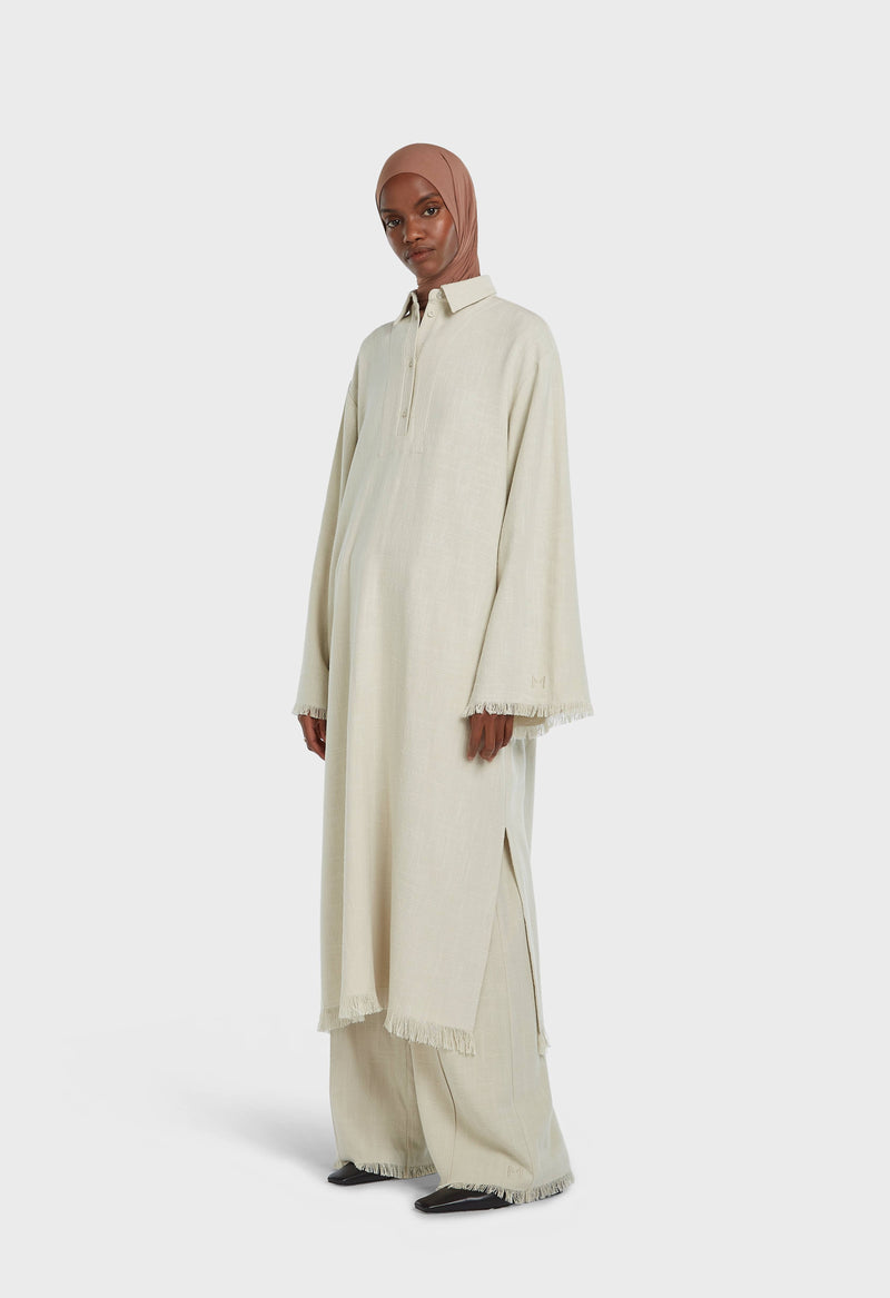 Frayed Hem Chemise Robe | Orage clair