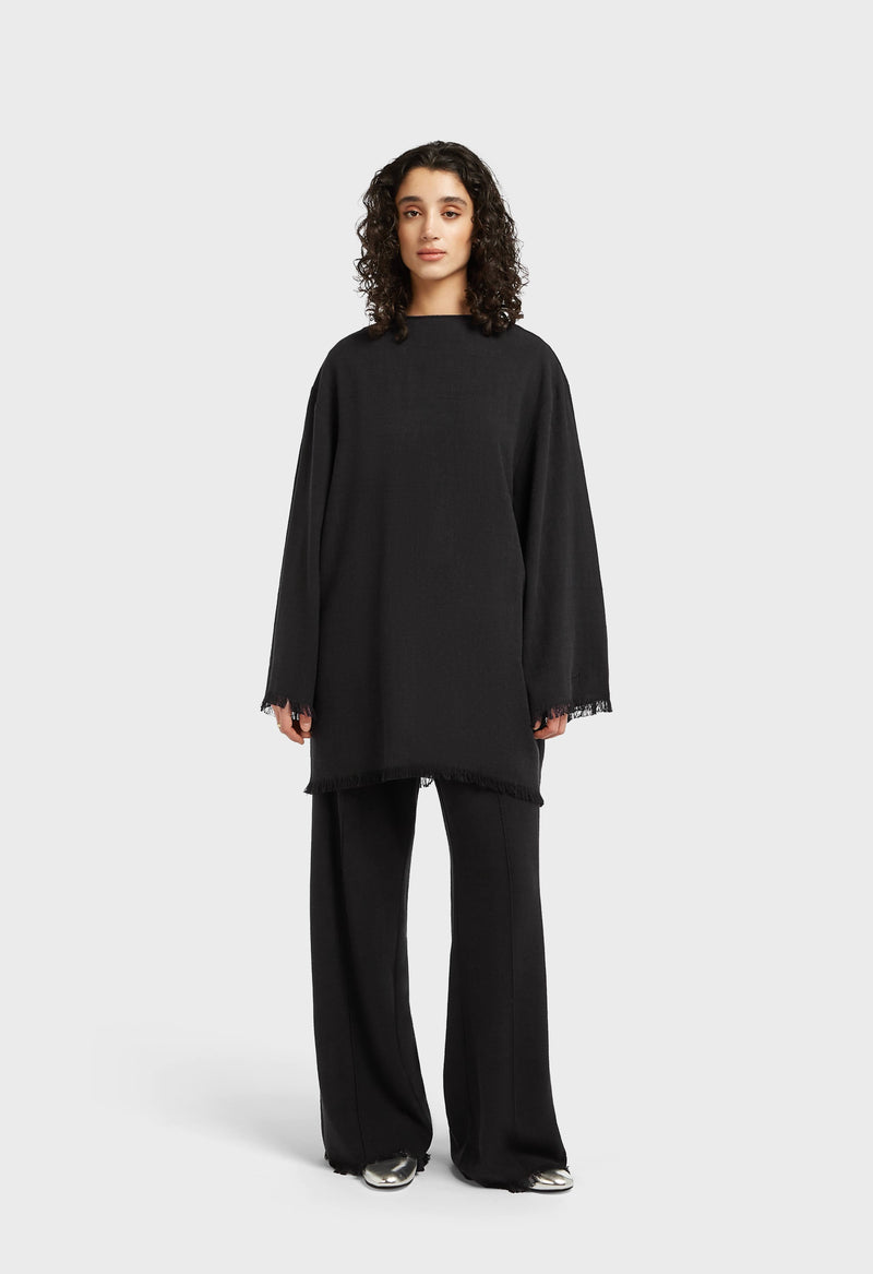 Frayed Hem Haut | Noir