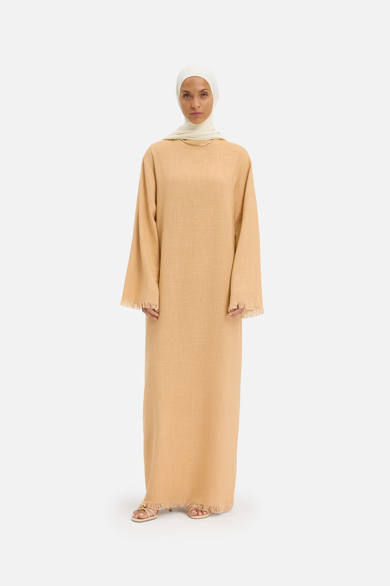 Frayed Hem Robe | Soft Biscotti