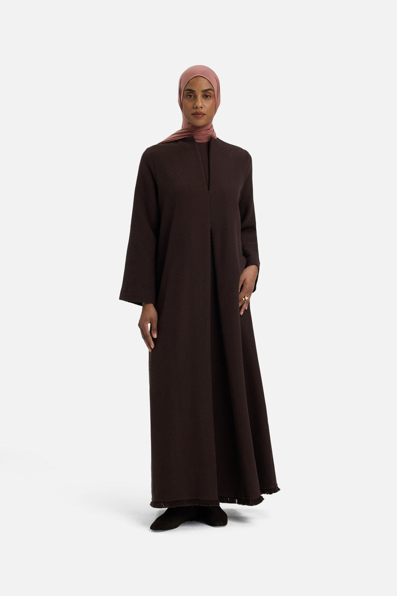 Fringe Trim Robe | Chocolat noir