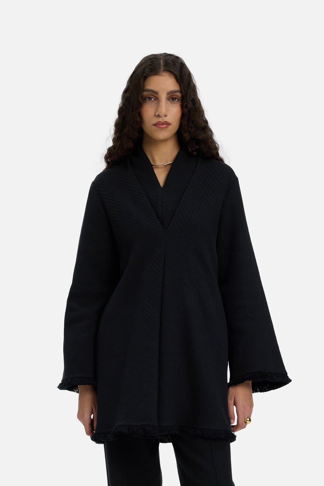 Fringe Trim Tunic Haut | Noir