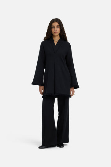 Fringe Trim Tunic Haut | Noir