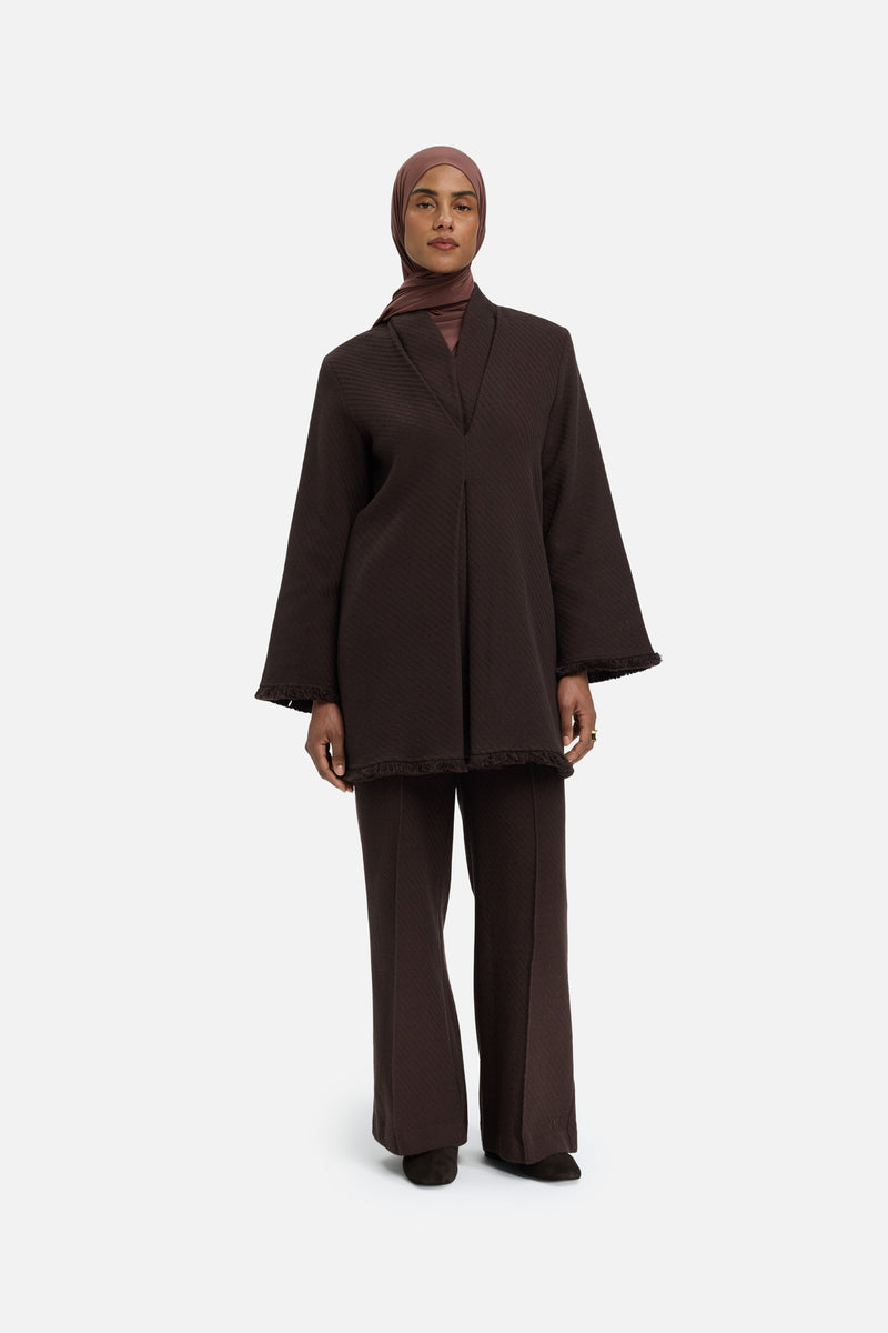 Fringe Trim Tunic Haut | Chocolat noir