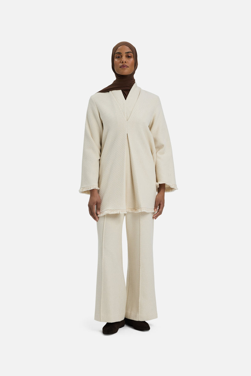 Fringe Trim Pantalon | Blanc cassé