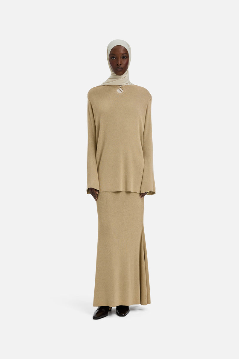 Gilded Knit Jupe | Or clair